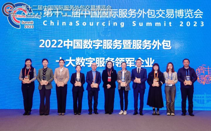 　　十大數(shù)字服務(wù)領(lǐng)軍企業(yè)代表領(lǐng)獎